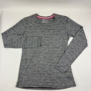 RBX Athletic Tshirt Womens Medium Gray Veck Striped